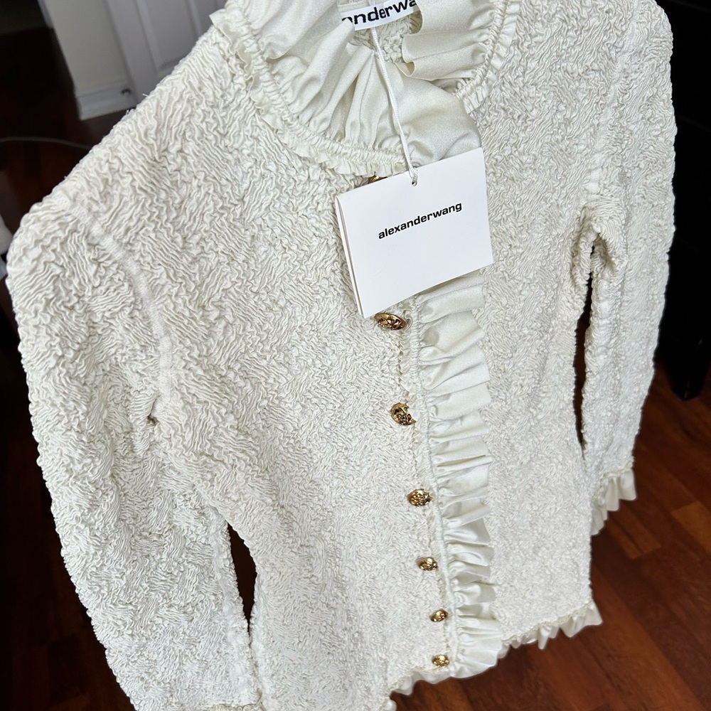 NWT Alexander Wang Smocked Ruffle Long Jacket Dress S - Picture 8 of 17
